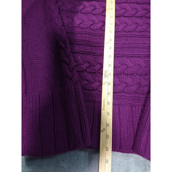 St Johns Bay Sweater Womens Large Purple Cable Knit Pull Over Crew Neck - Picture 3 of 8